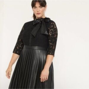 ELOQUII Eloquent  Black Lace and Pleated Dress